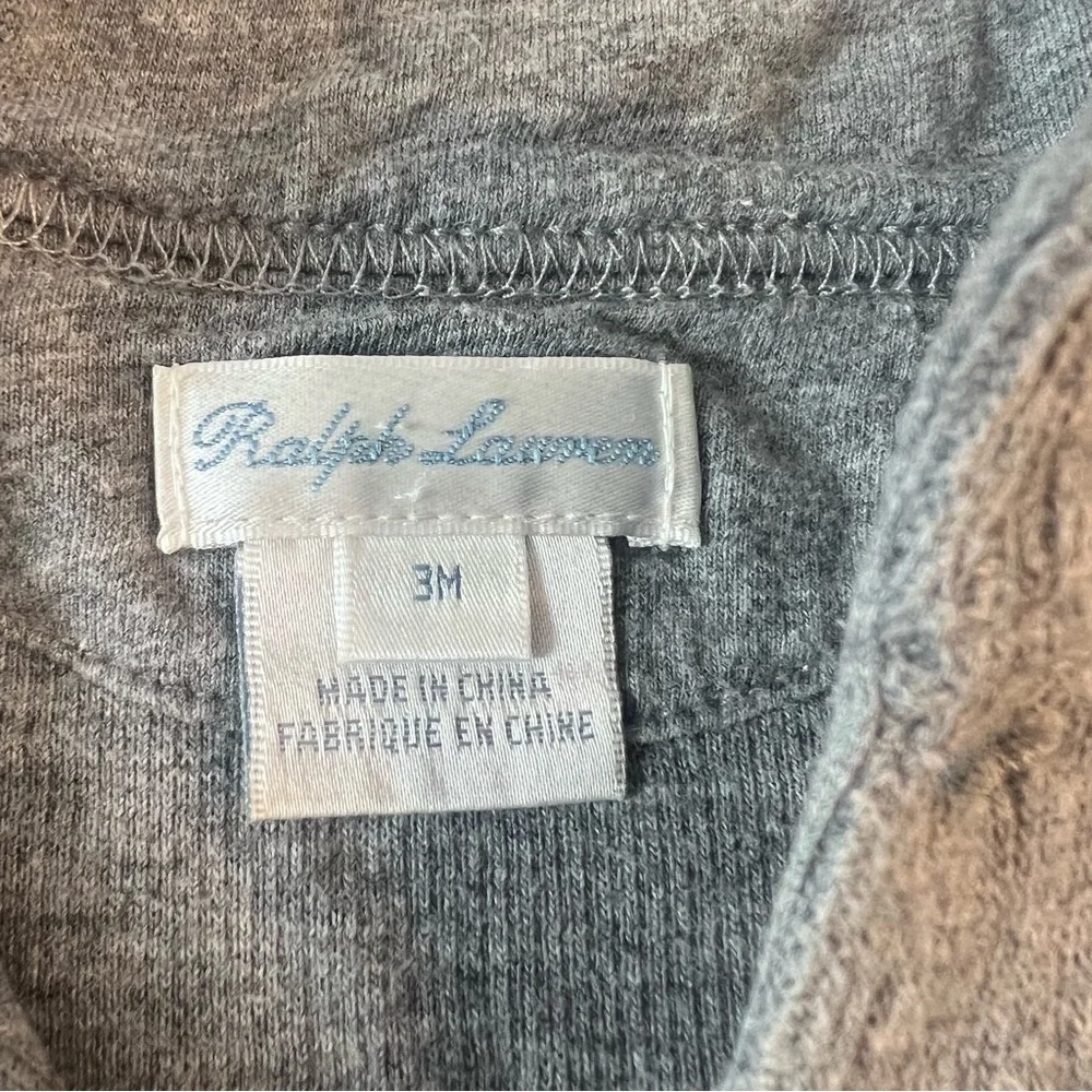 Ralph Lauren Baby Boys Gray Waffle Knit Footed Sleeper Romper 3M Pony Henley